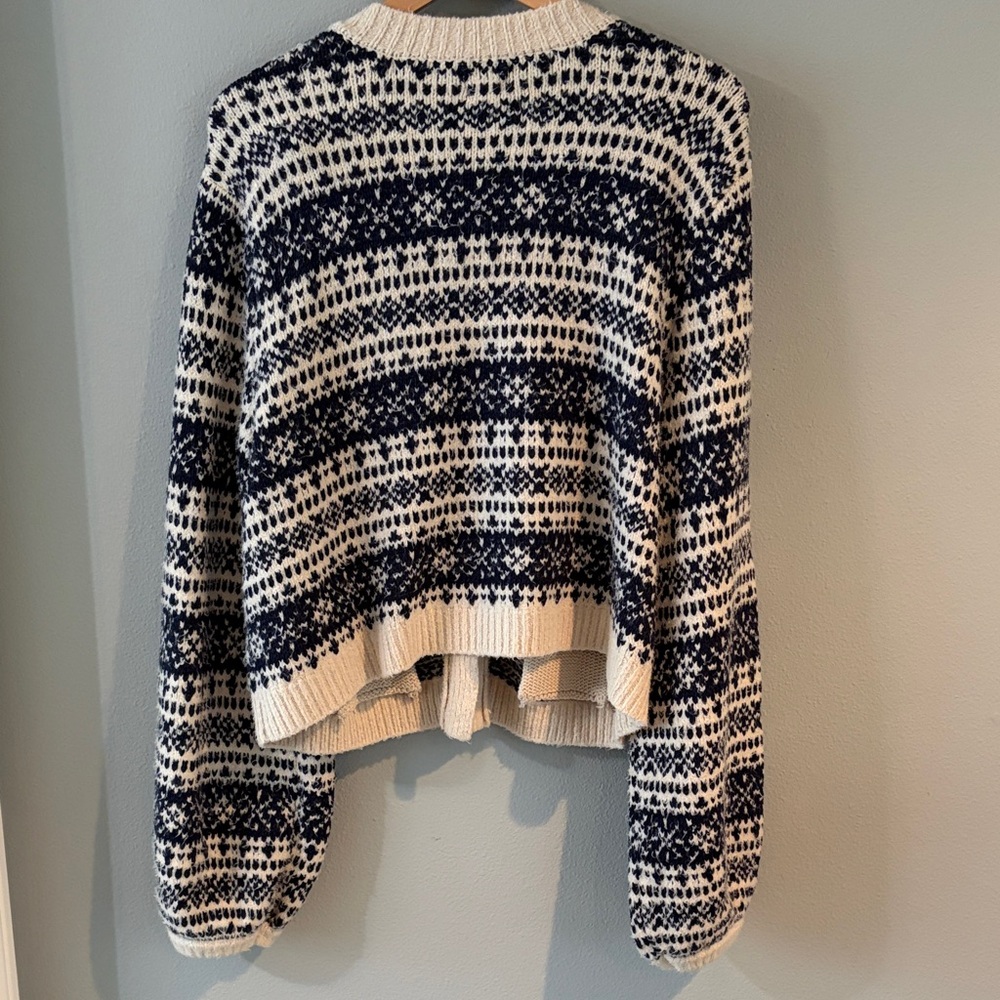 Aerie Chelsea Jacket Women's Navy and Cream Fair Isle Sweater size XL - Picture 6 of 6
